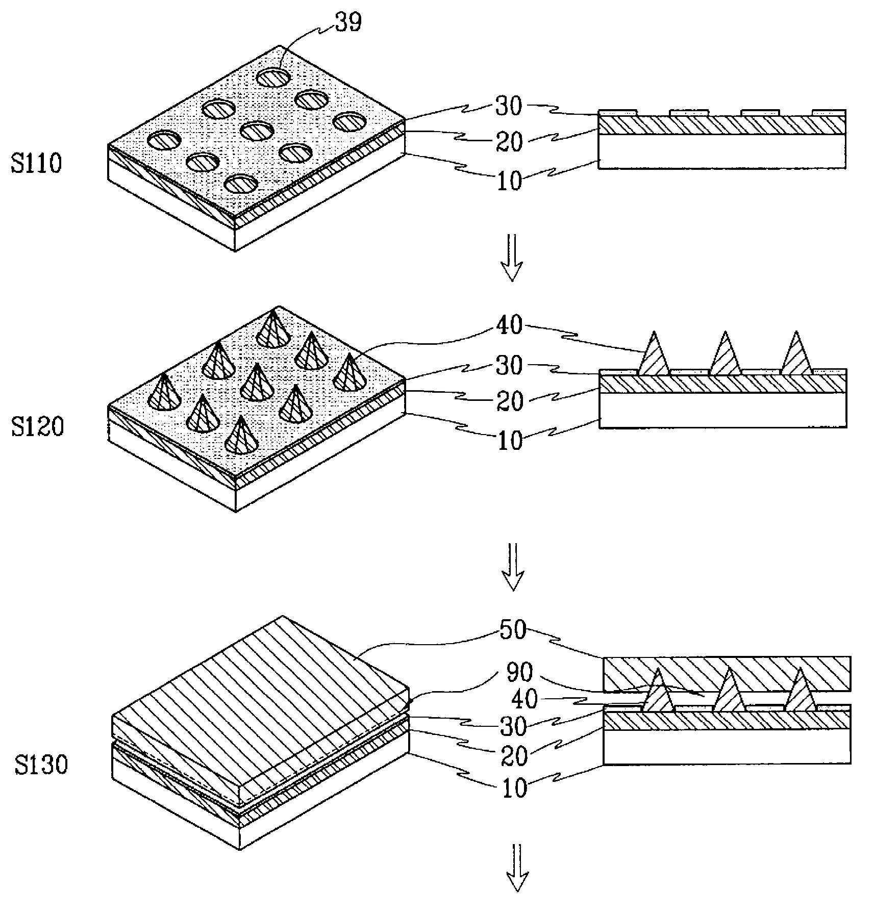 Semiconductor template substrate, light-emitting element using a semiconductor template substrate, and a production method therefor