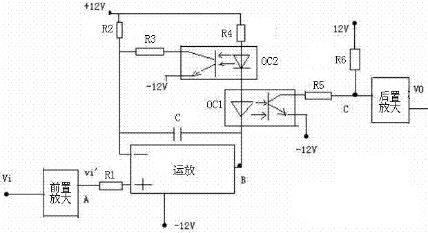 Optical coupling amplifier circuit