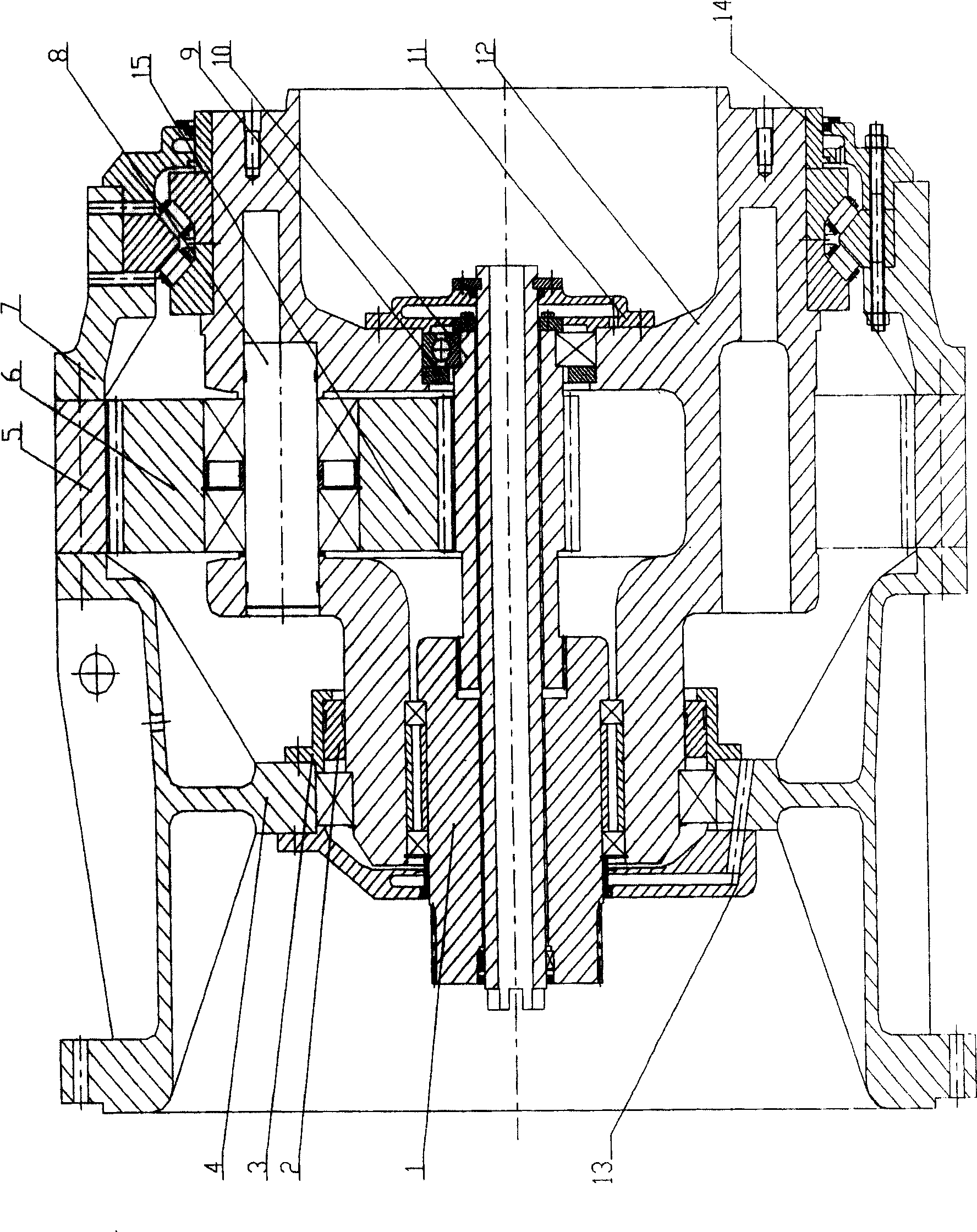 Hybrid driving type wind motor increasing gear case