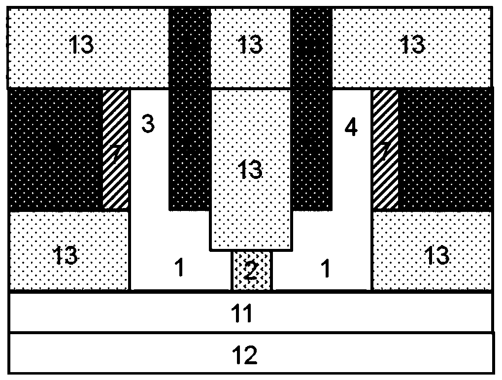 Source-drain resistance variable rectangular gate-controlled u-shaped channel bidirectional transistor and manufacturing method thereof