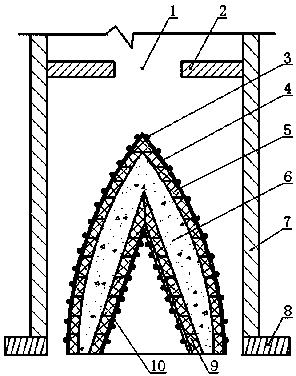 Method for constructing hyperbolic curve funnel wall of tamping coke coaling tower