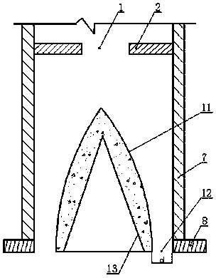 Method for constructing hyperbolic curve funnel wall of tamping coke coaling tower