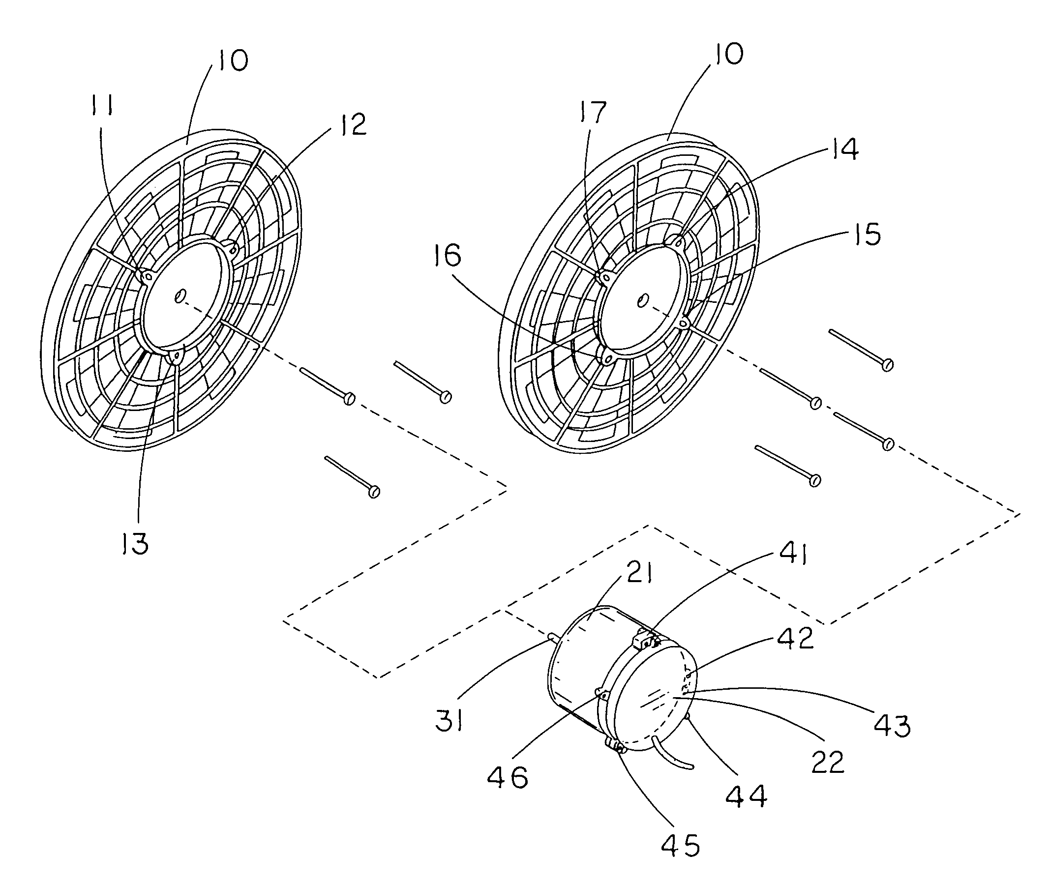 Vehicle electric fan motor with universal mount