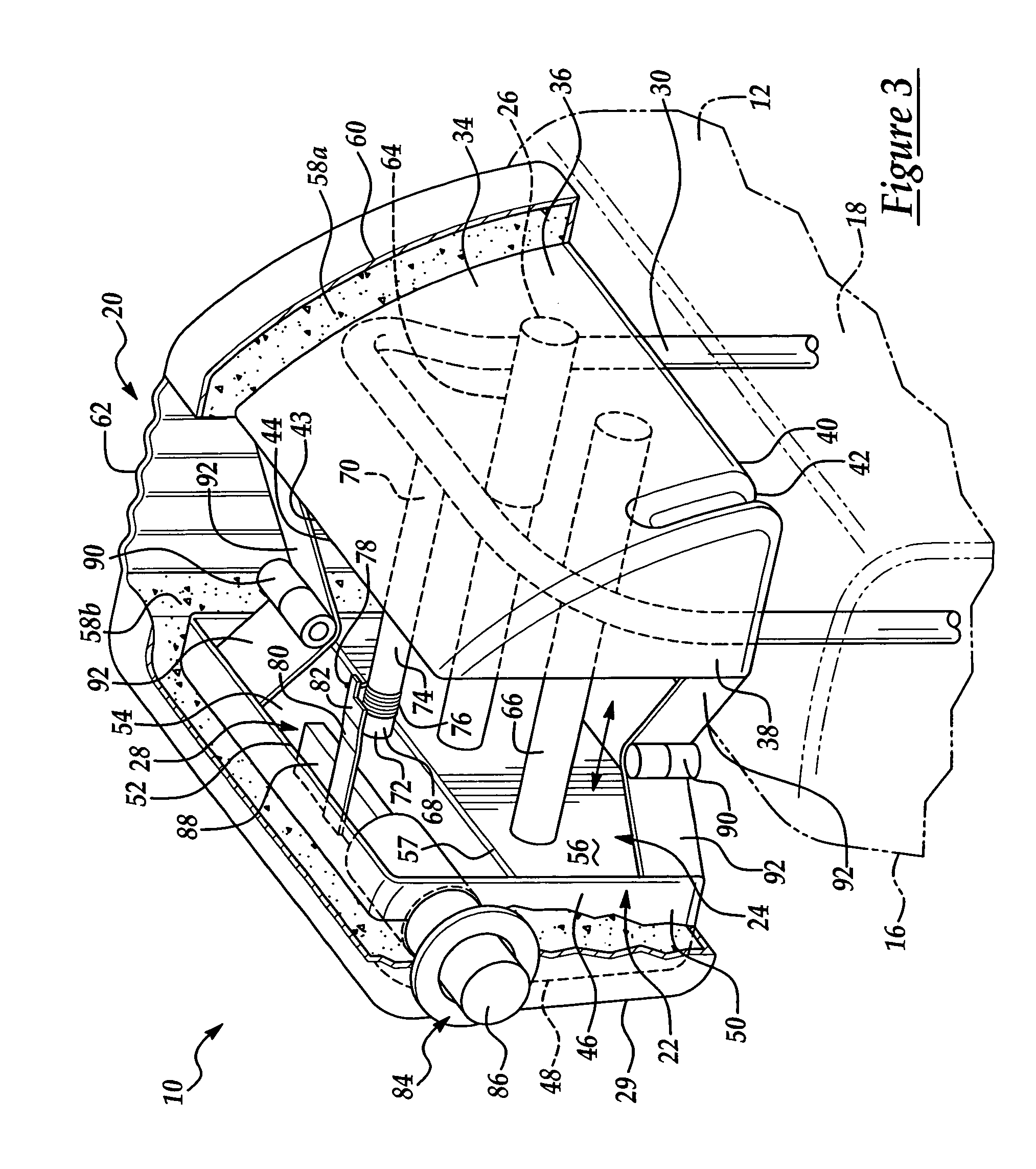 Infinitely adjustable head restraint assembly for a vehicle seat assembly