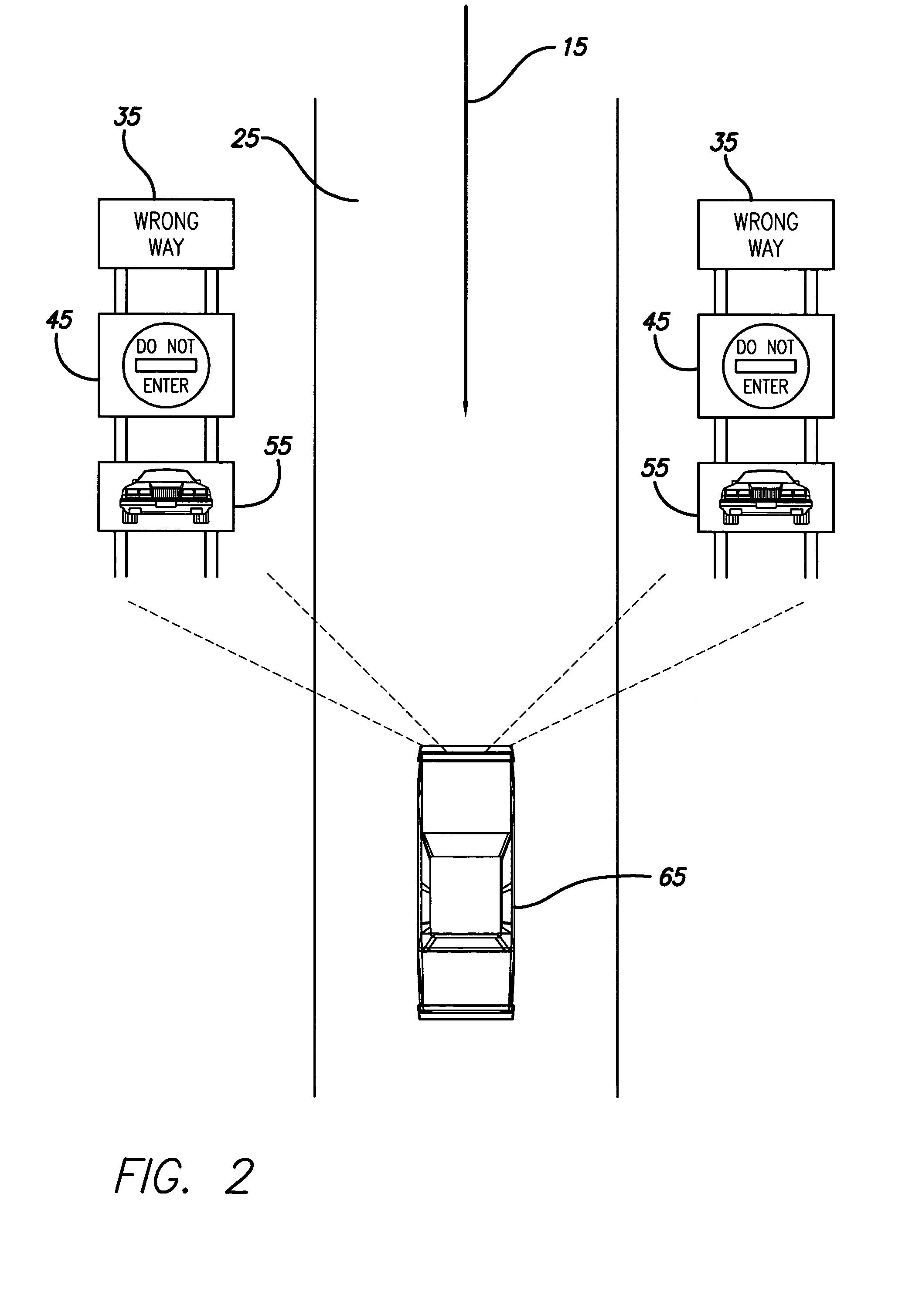 Means, methods, and apparatus to reduce the possibility of a motor vehicle entering a freeway ramp in the wrong direction of travel--towards oncoming traffic