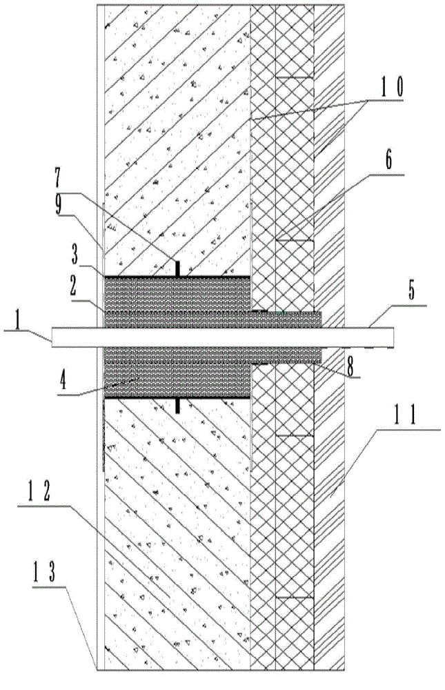 Passive house wall bushing waterproof air tightness structure construction method