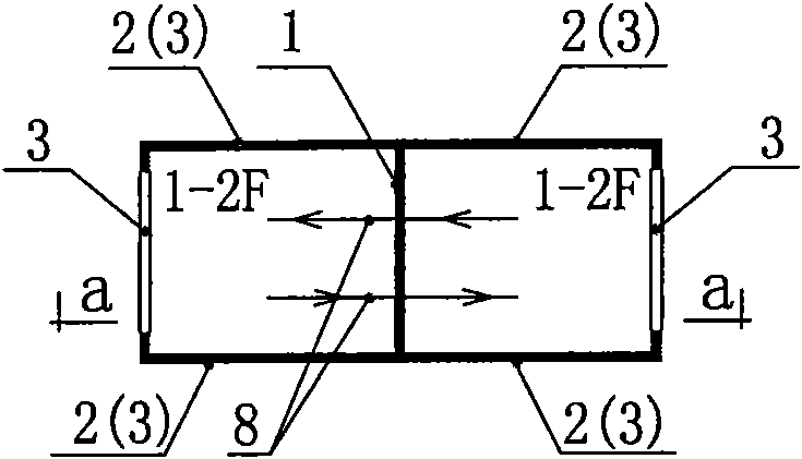 Crossing side skip floor combination independent shop