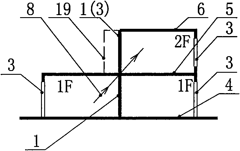 Crossing side skip floor combination independent shop