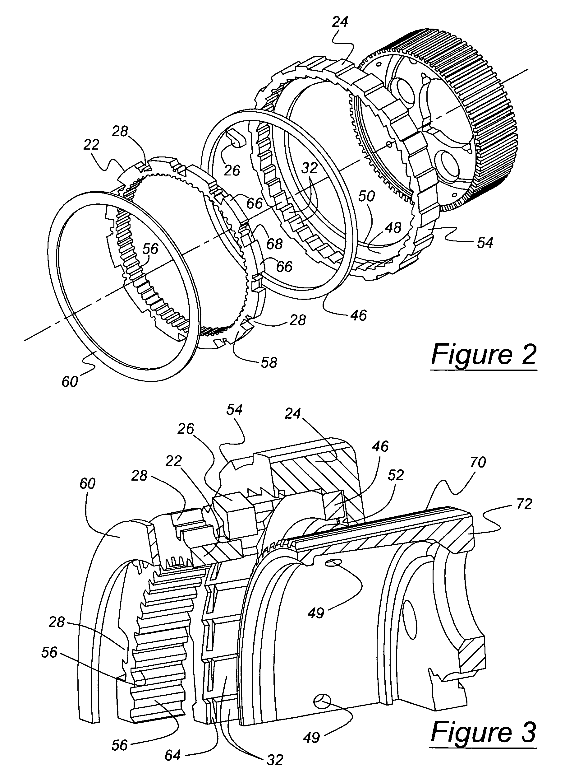 Ratcheting one-way clutch having rockers