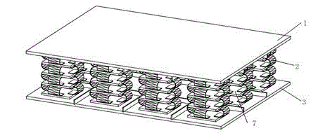 Periodic curved beam structure floating raft based on wave mode conversion