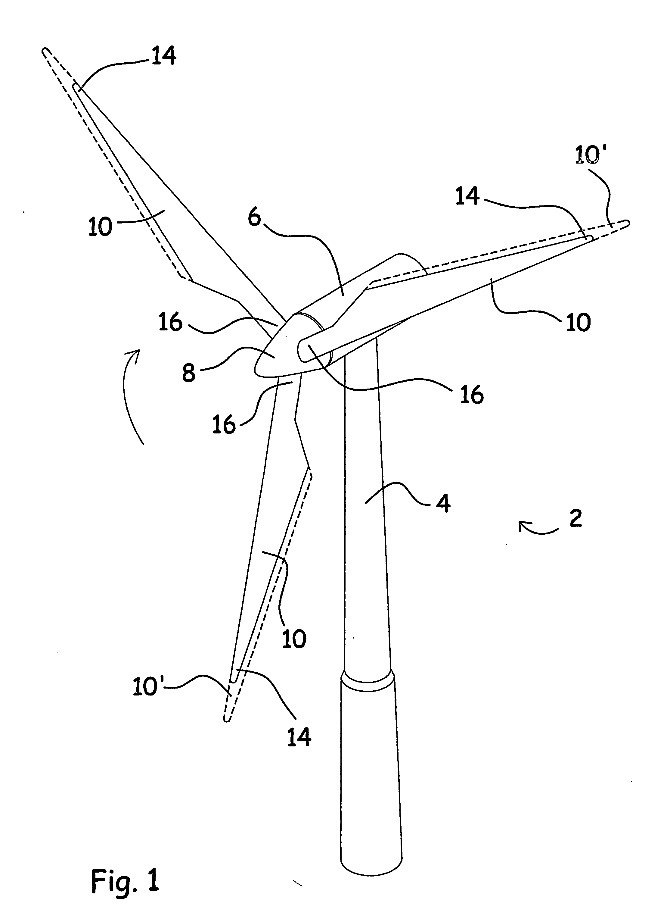 Wind turbine blade wirh lift-regulating means