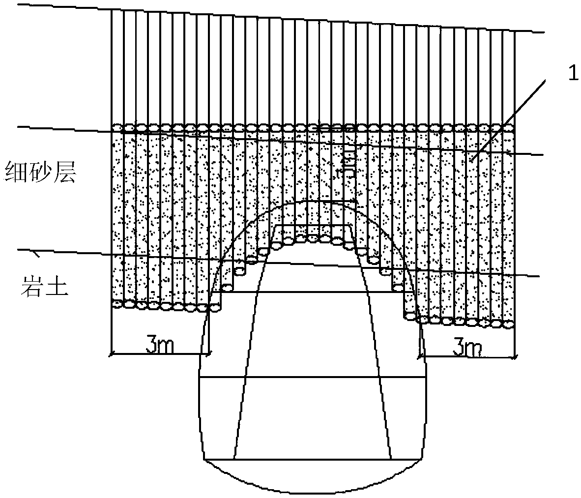 Construction method for soft surrounding rock section at tunnel portal passing through fine sand layer