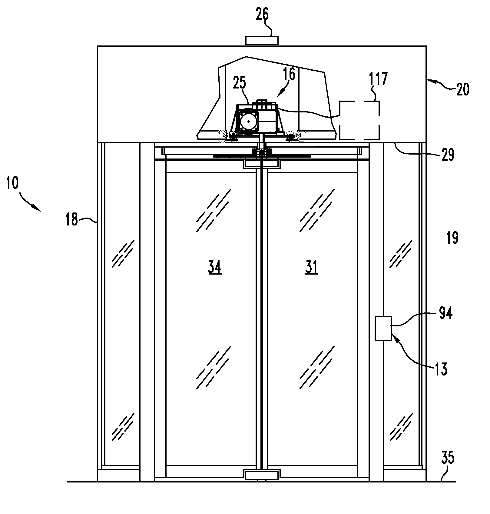 Motorized security revolving door