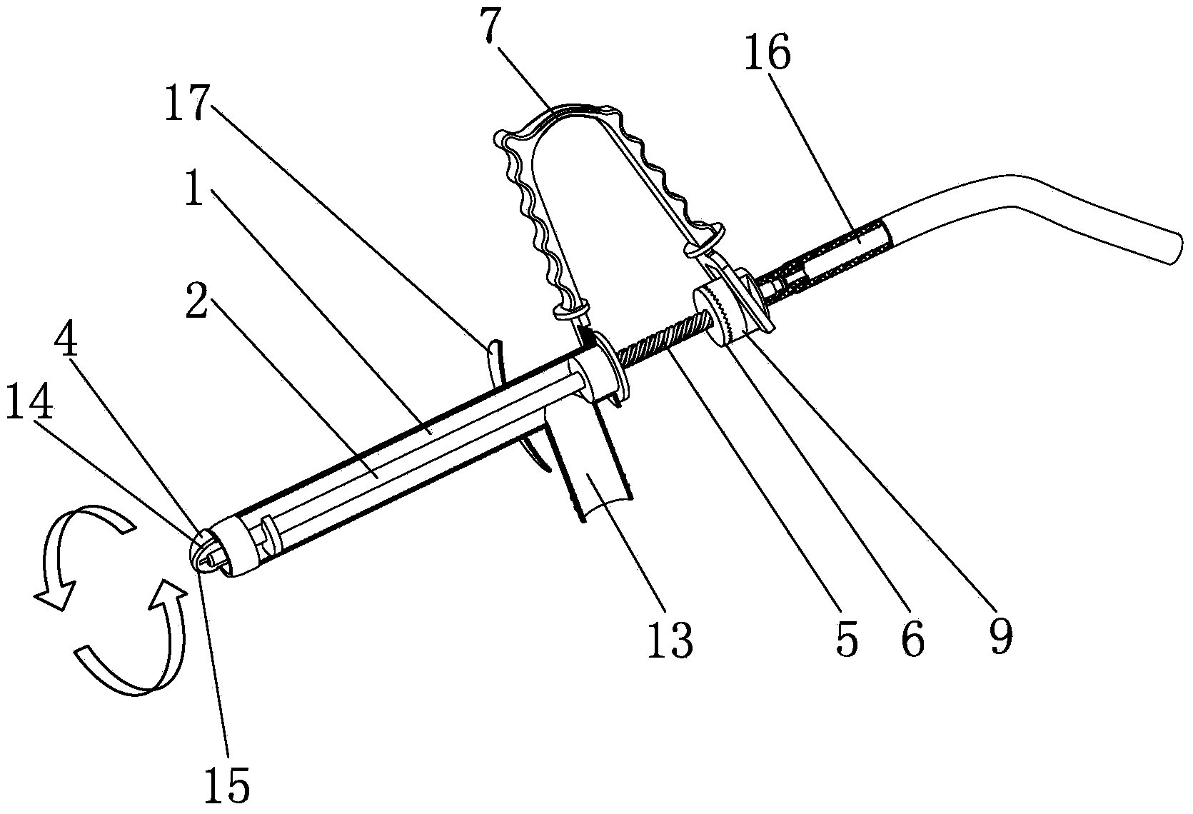 Manual excrement taking device