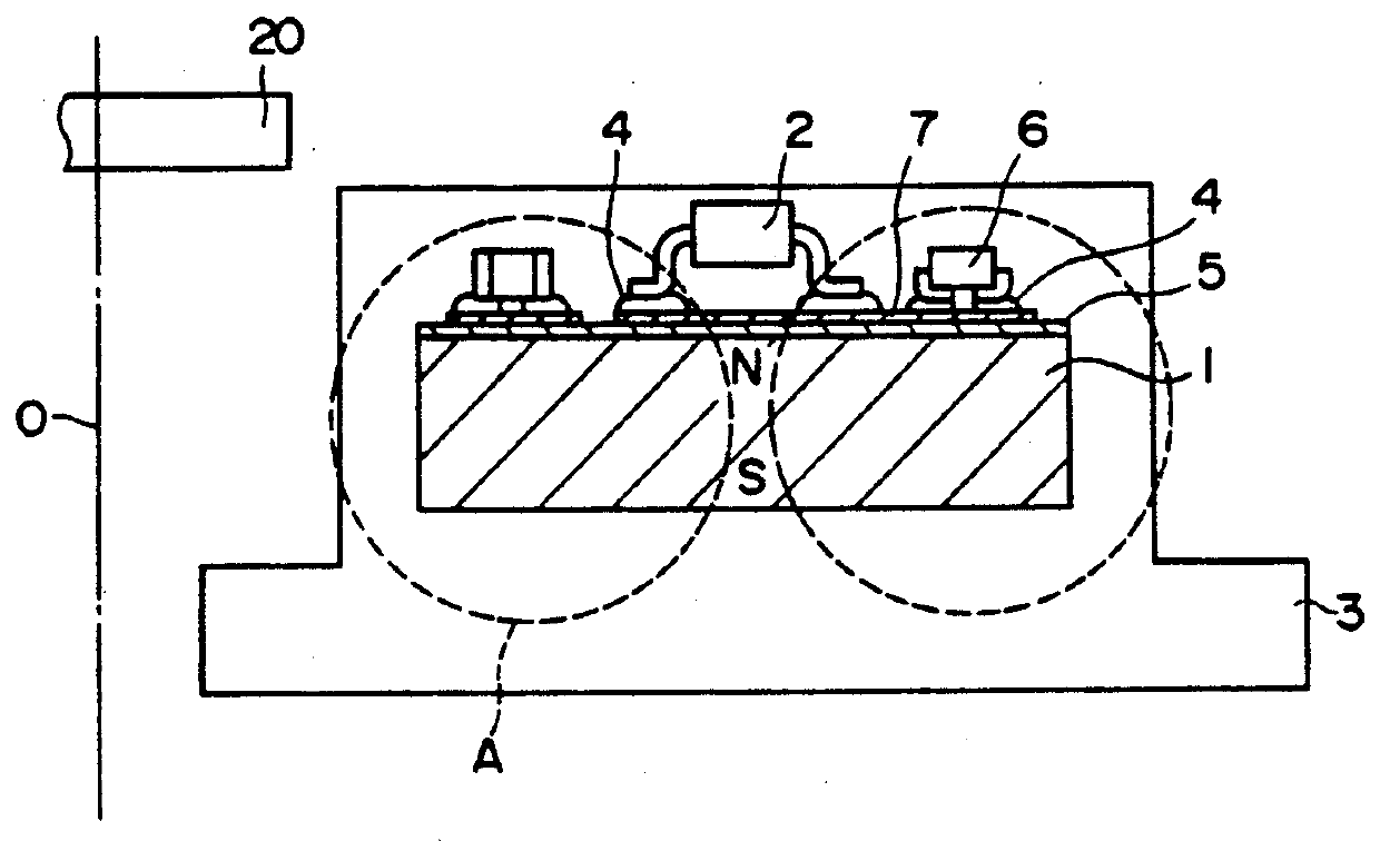 Hall-effect sensor having integrally molded frame with printed conductor thereon