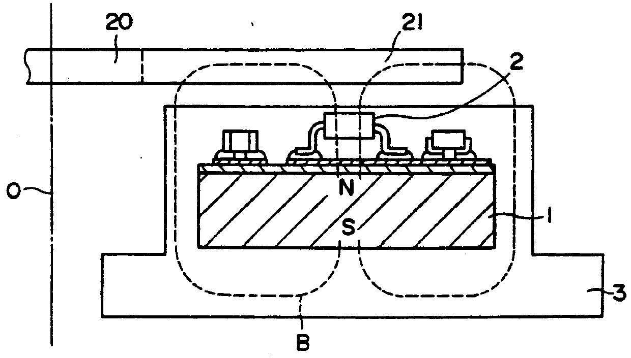 Hall-effect sensor having integrally molded frame with printed conductor thereon