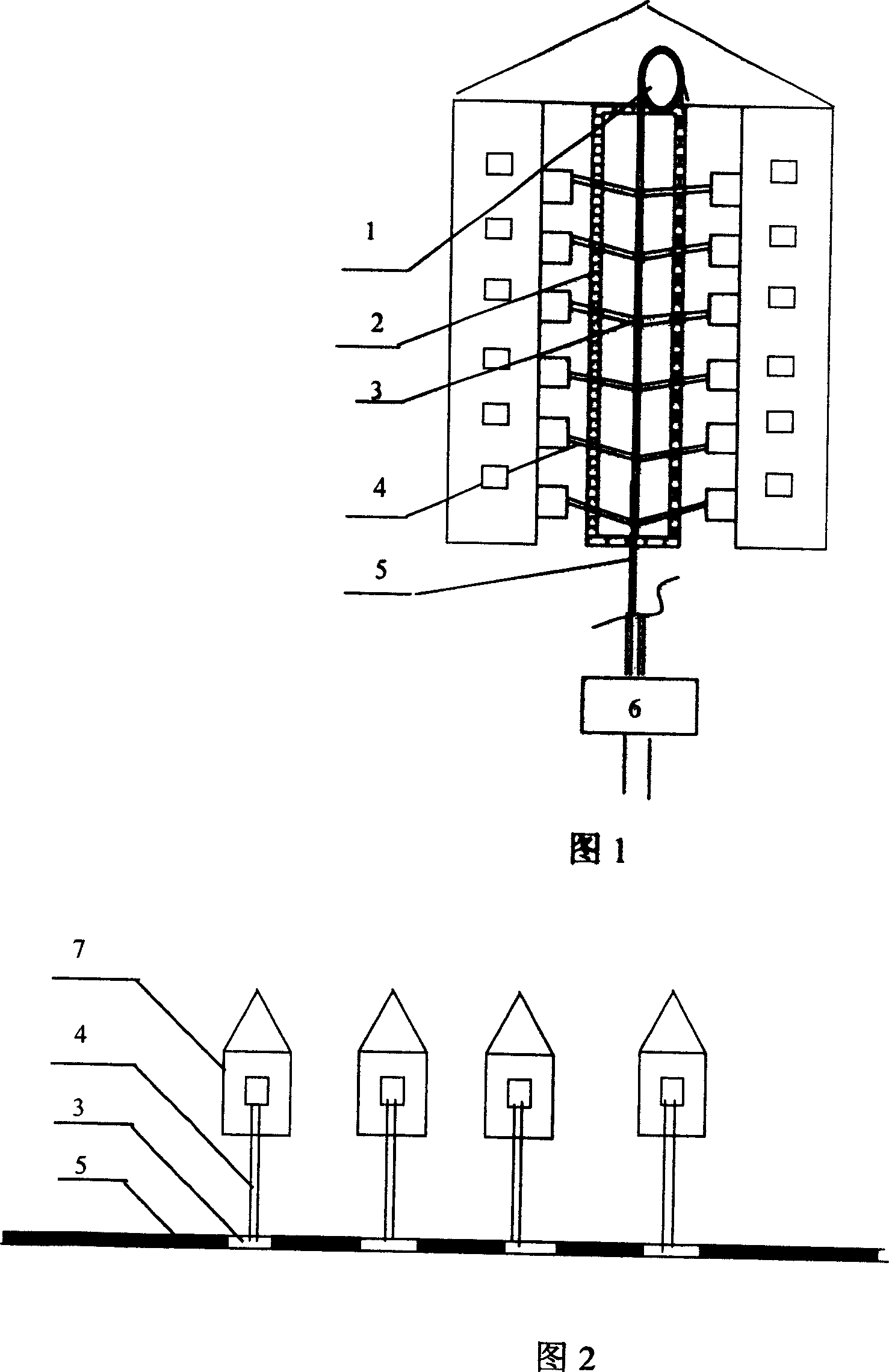 Optical cable laying and fiber distributing method for optical fiber to house