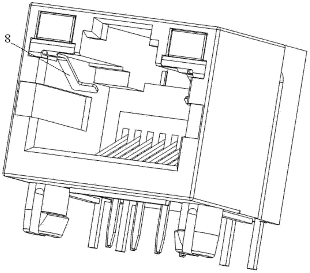 RJ45 connector with foolproof elastic pieces