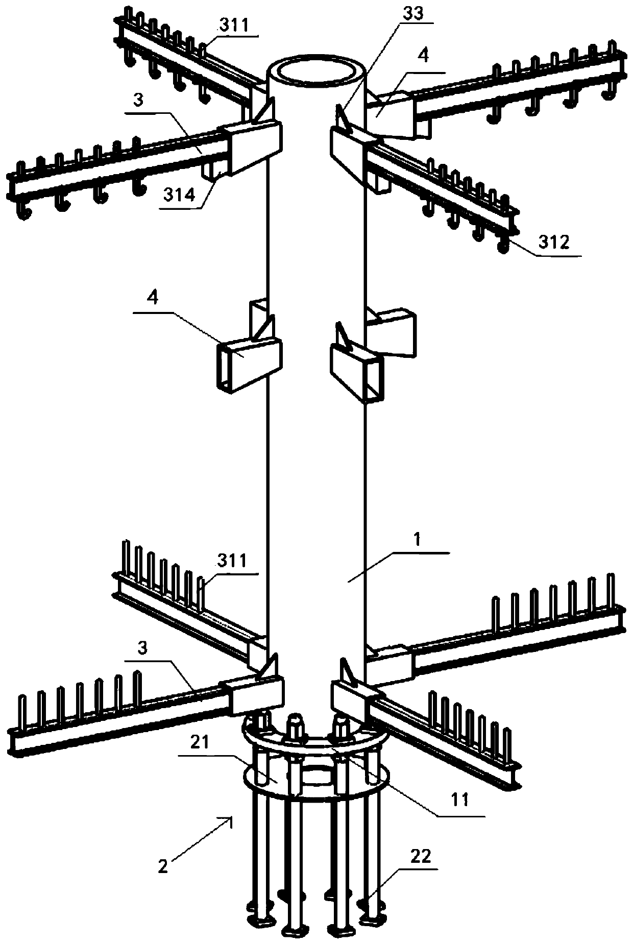 Manufacturing and shaping method for large-cross-sectional steel column outer ring beam reinforcement cage and mold frame