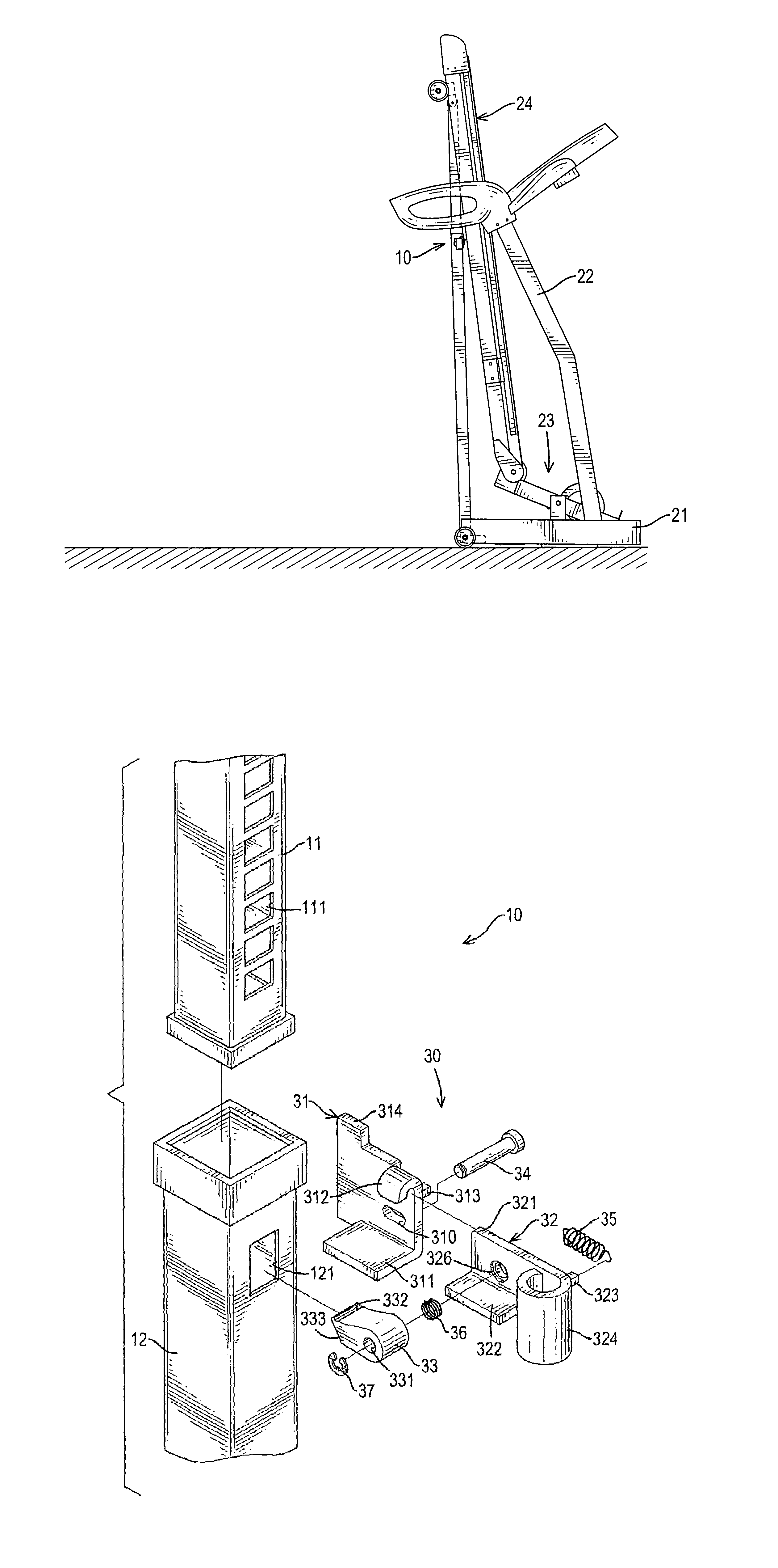 Locking device to lock a collapsible treadmill deck in a folded position