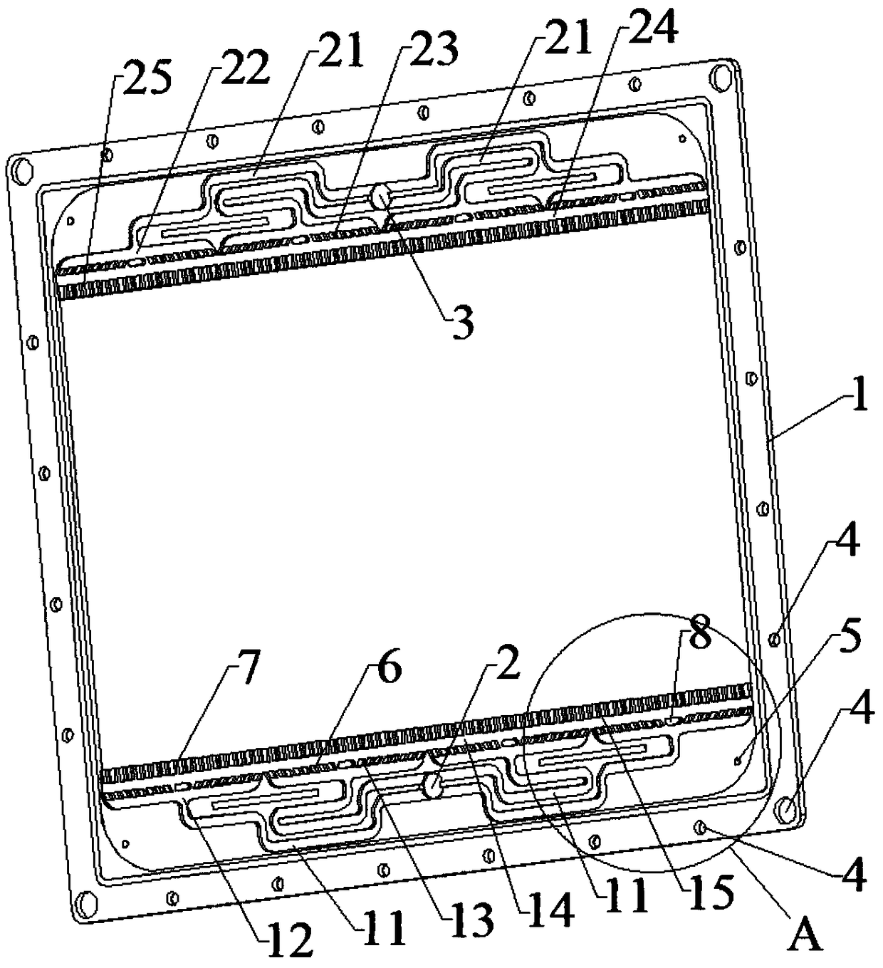 Liquid flow frame of all-vanadium redox flow battery