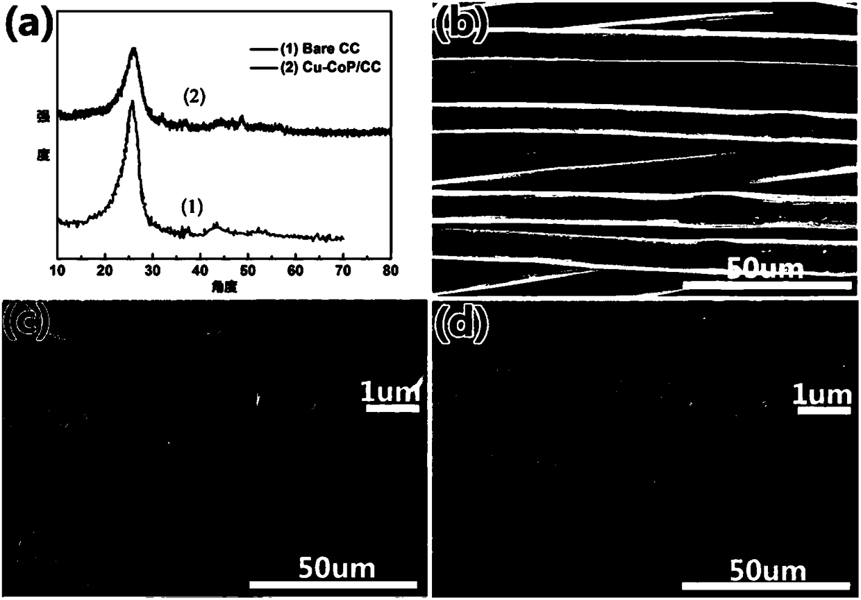 Ternary Cu-Co-P (copper-cobalt-phosphor) nanorod as well as preparation method and application thereof