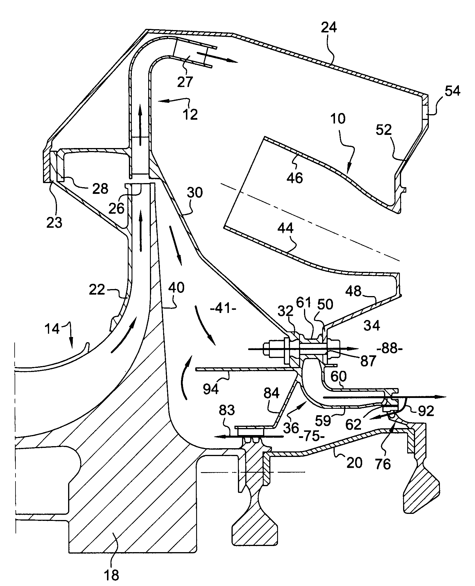 Turbomachine comprising a system for cooling the downstream face of an impeller of a centrifugal compressor