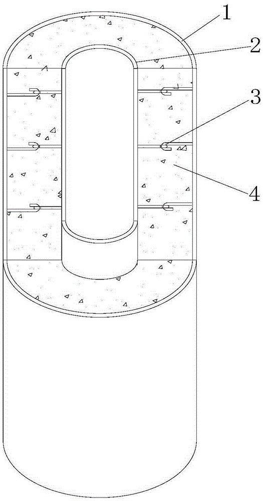 A scs concrete filled steel pipe pier with a built-in transverse connection structure at the end