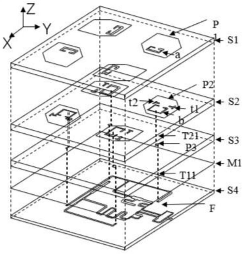 Broadband circularly polarized filtering array antenna with sequential rotary feeding