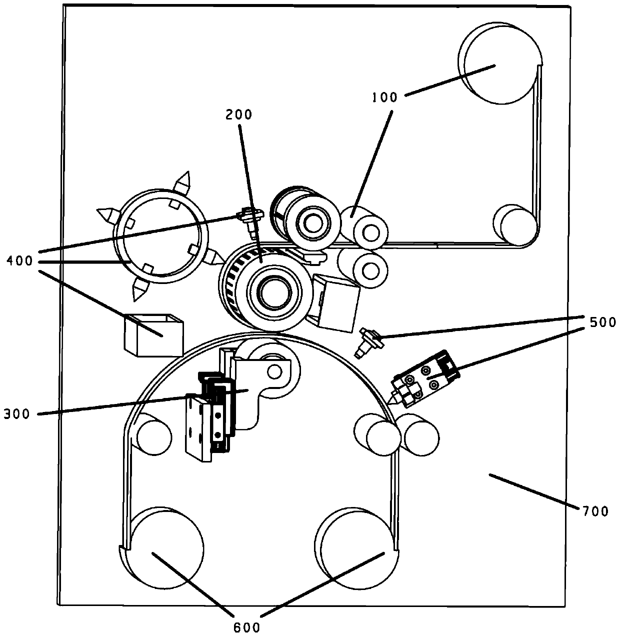 A sheet-by-sheet transfer device suitable for rolling flexible electronic devices