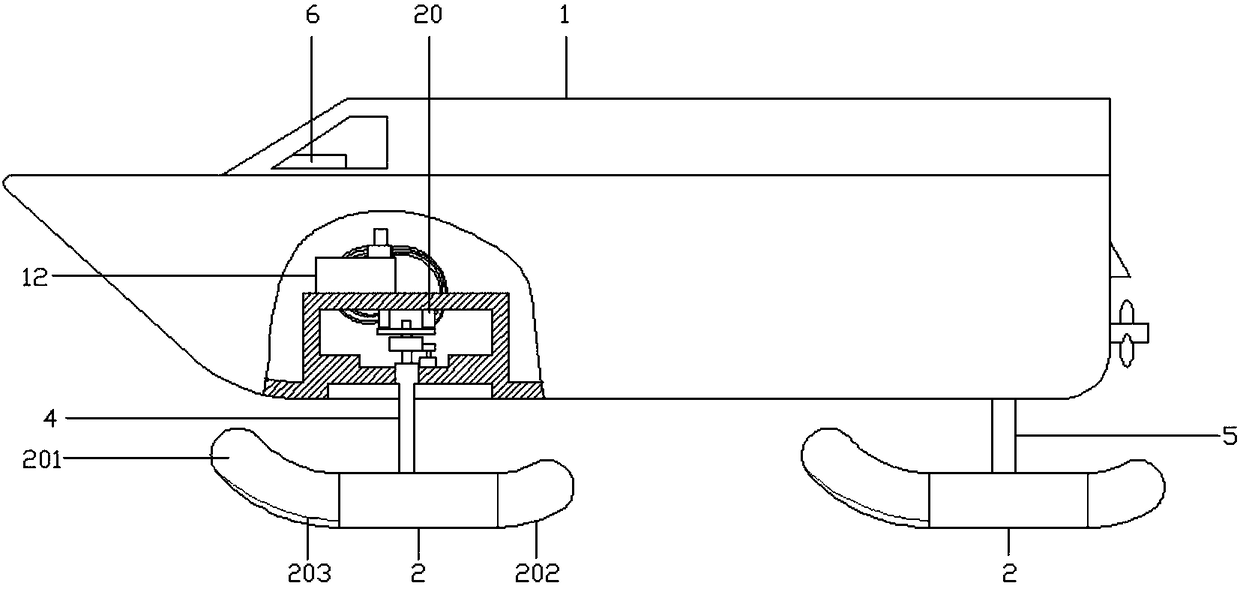 A hydrofoil boat capable of automatic rotation