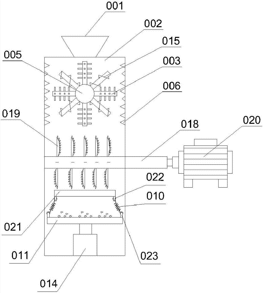 Efficient crushing device with double-speed rebound plate