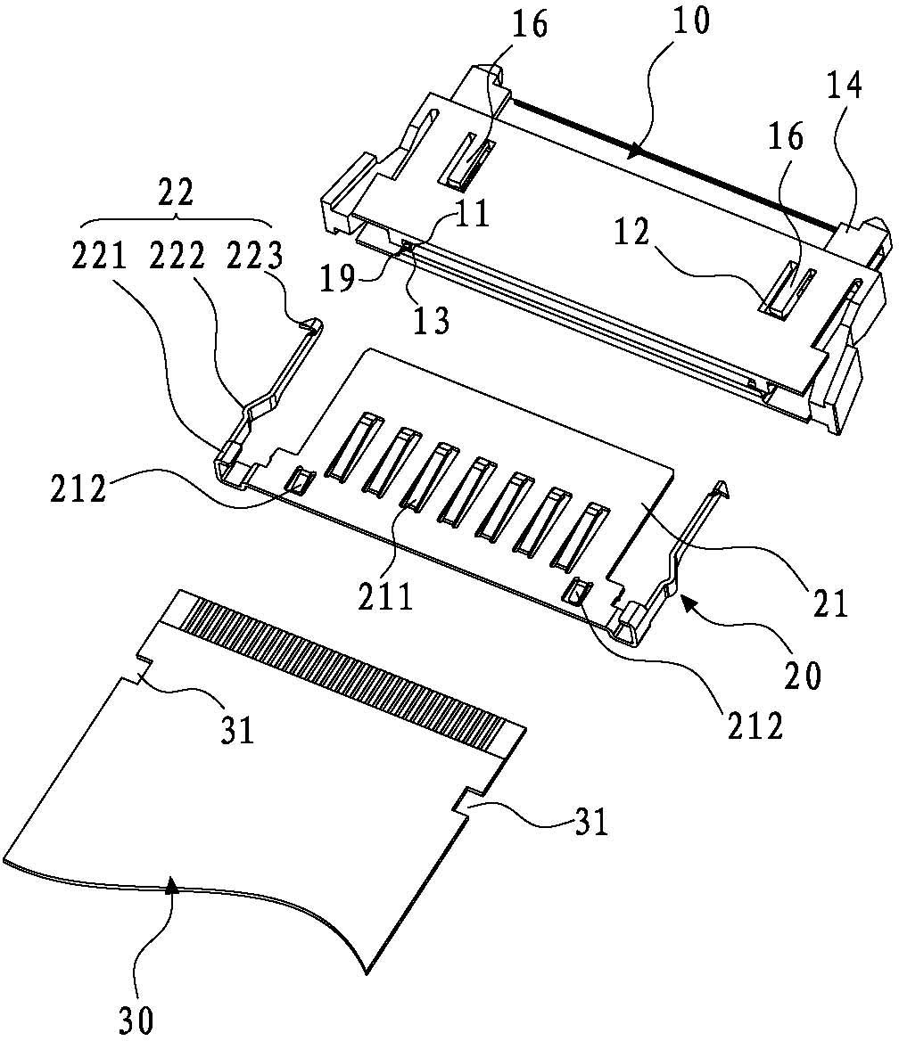 Electric connector for flat conductor and method for assembling electric connector with flat conductor