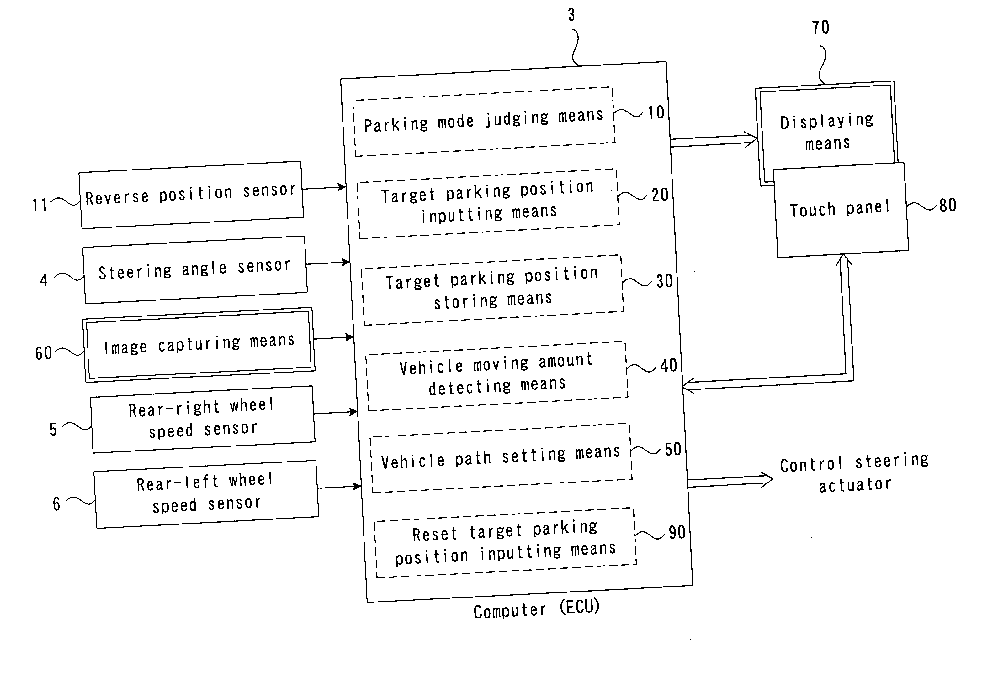 Vehicle backward movement assist device and vehicle parking assist device