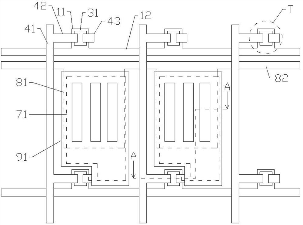 Low-frequency low-power-consumption array substrate and manufacturing method thereof