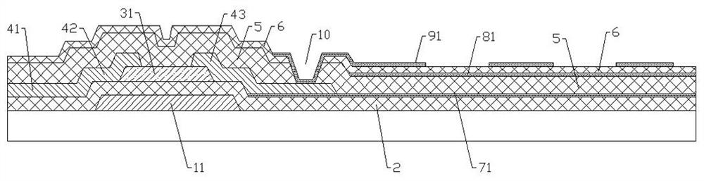 Low-frequency low-power-consumption array substrate and manufacturing method thereof