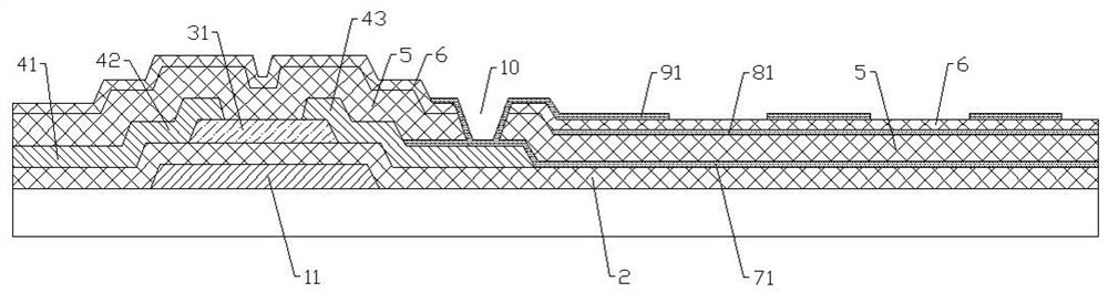 Low-frequency low-power-consumption array substrate and manufacturing method thereof