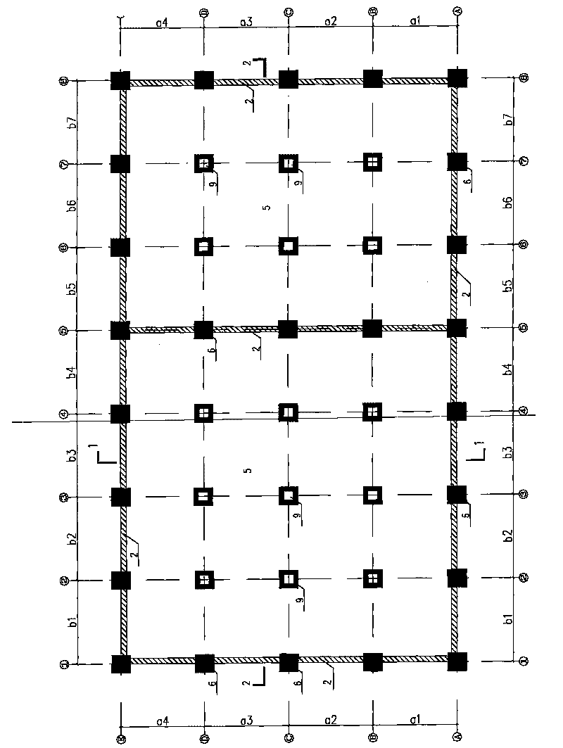 Bulk grain multi-storied warehouse with hollow pillars