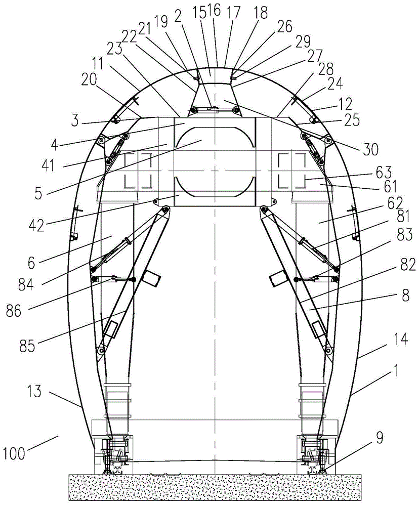 A tunnel lining trolley