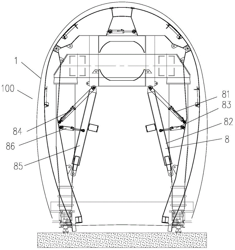 A tunnel lining trolley