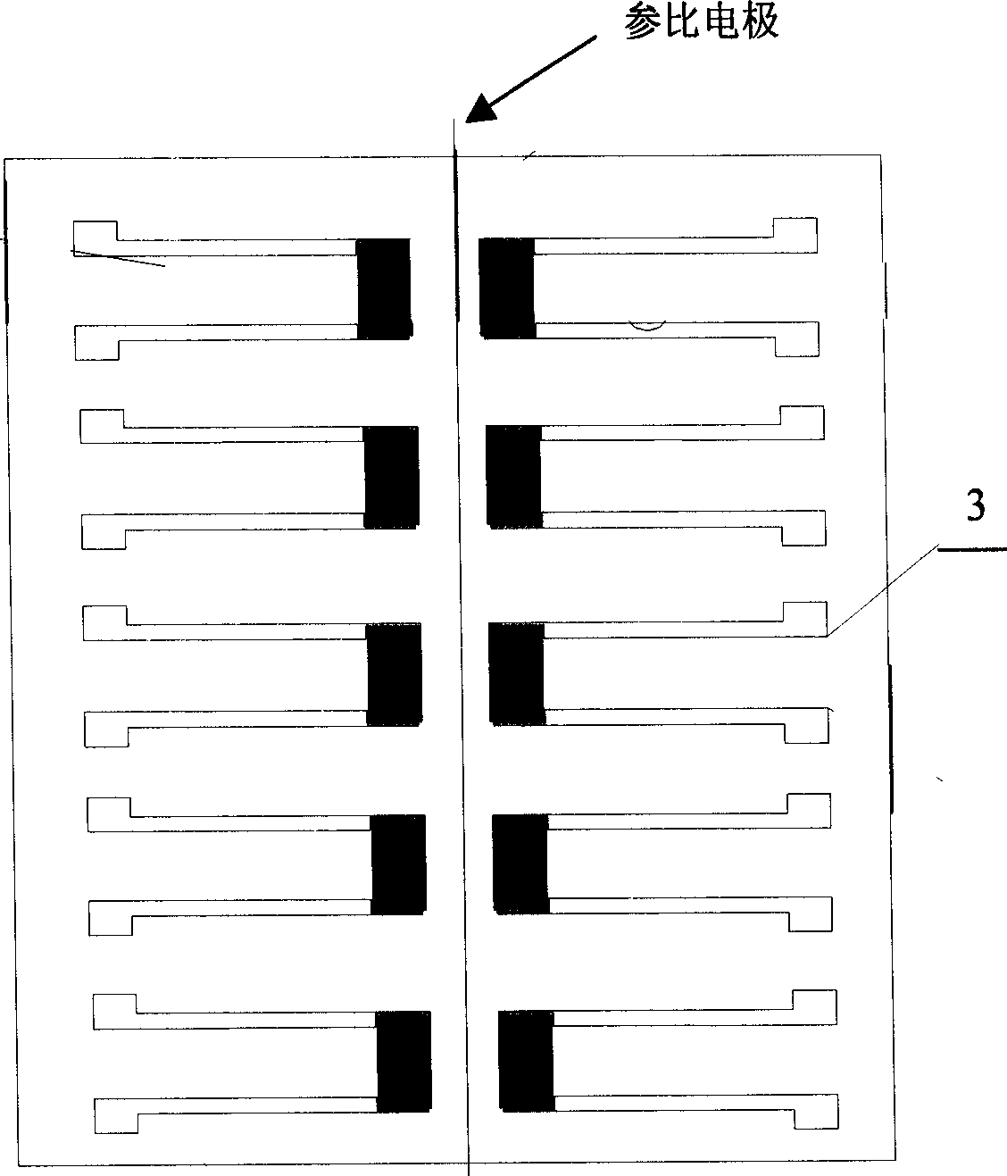 Sensor of chip contaonong microelectrode array