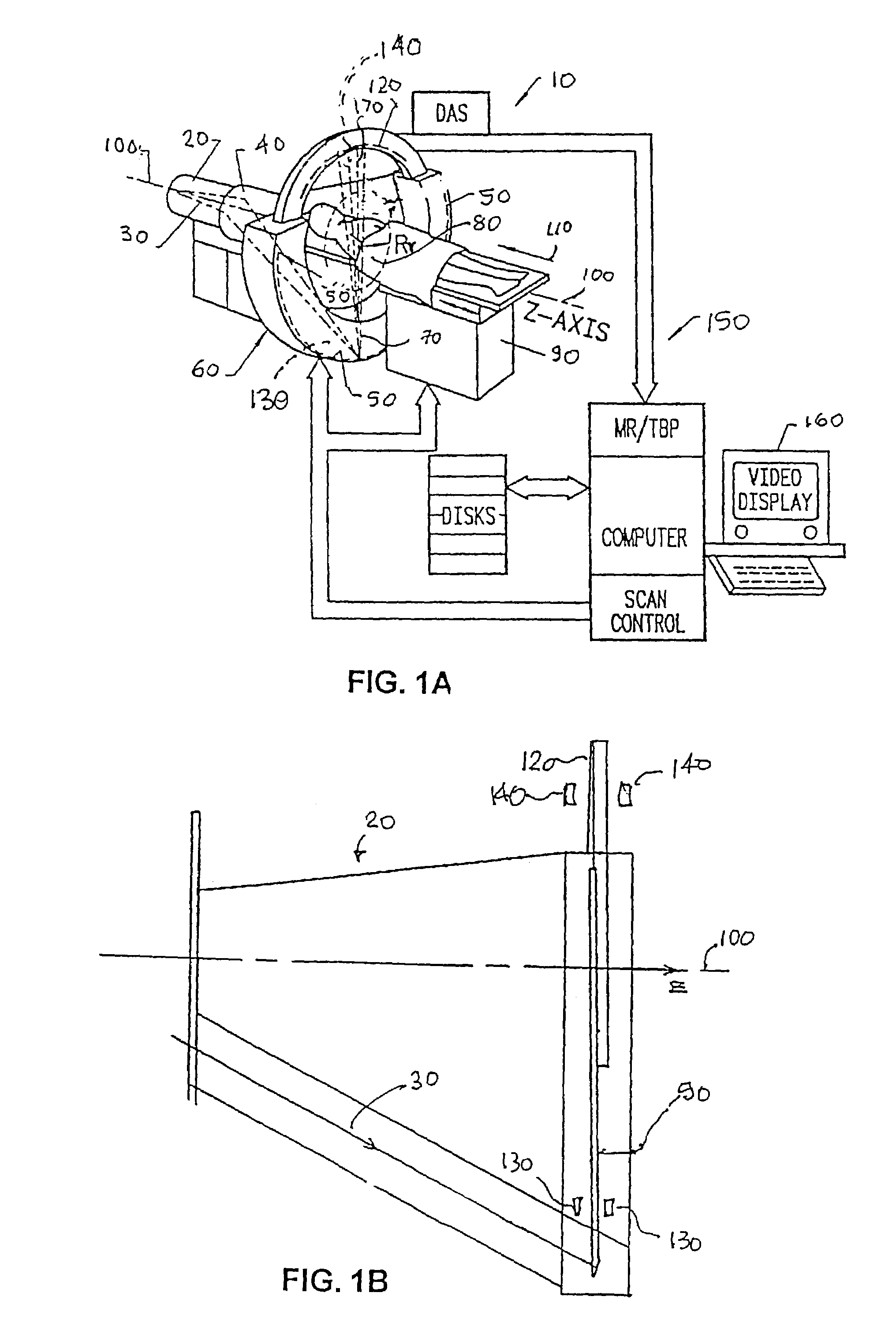 Electron beam computed tomographic scanner system with helical or tilted target, collimator and detector components to eliminate cone beam error and to scan continuously moving objects