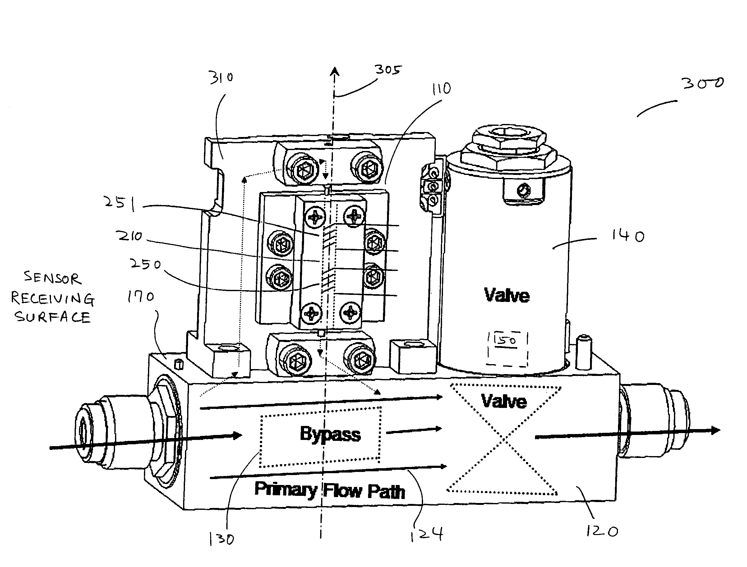 Vertical mount mass flow sensor