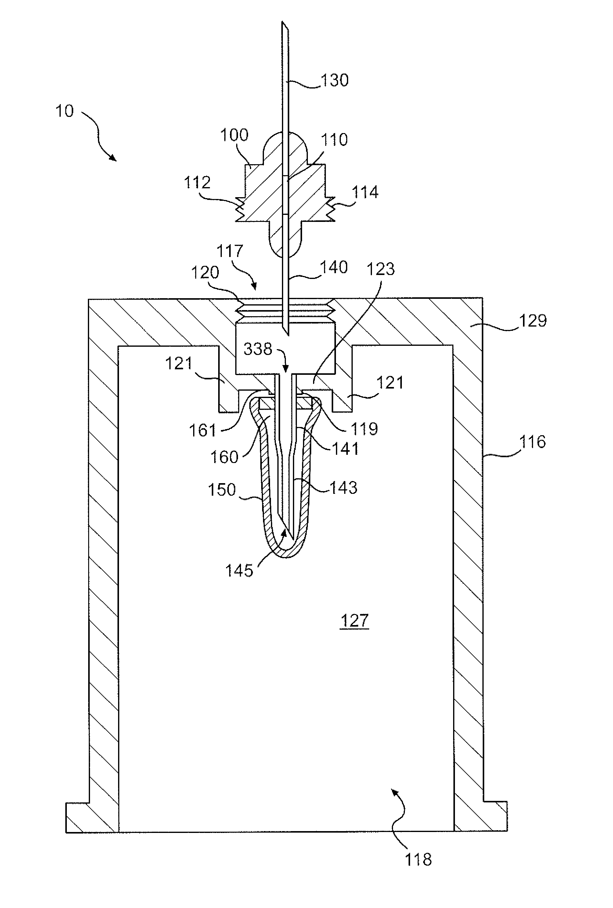 Blood drawing device with flash detection