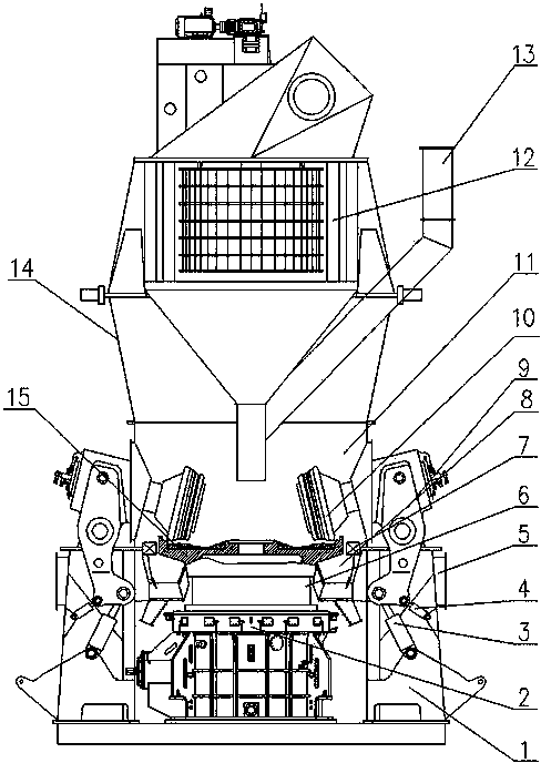 Self-adaptive vibration accumulation and energy supply high-efficiency vertical roller mill