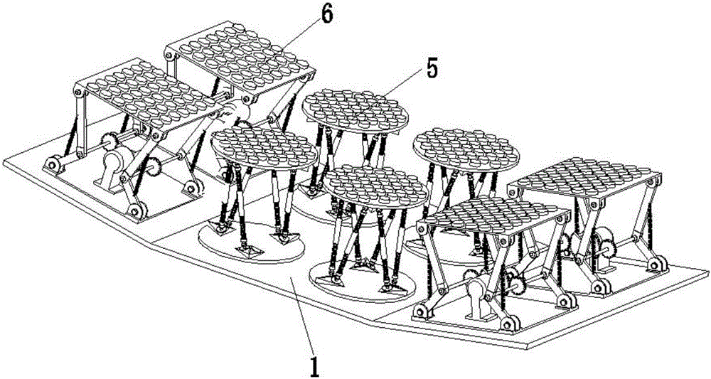 Massage device for hip massage robot based on redundant drive double parallel mechanisms