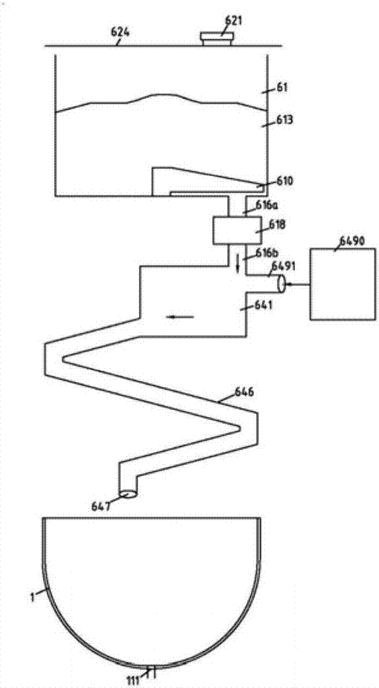 Material distributing device, material feeding device and material charging device of cooking device and cooking device