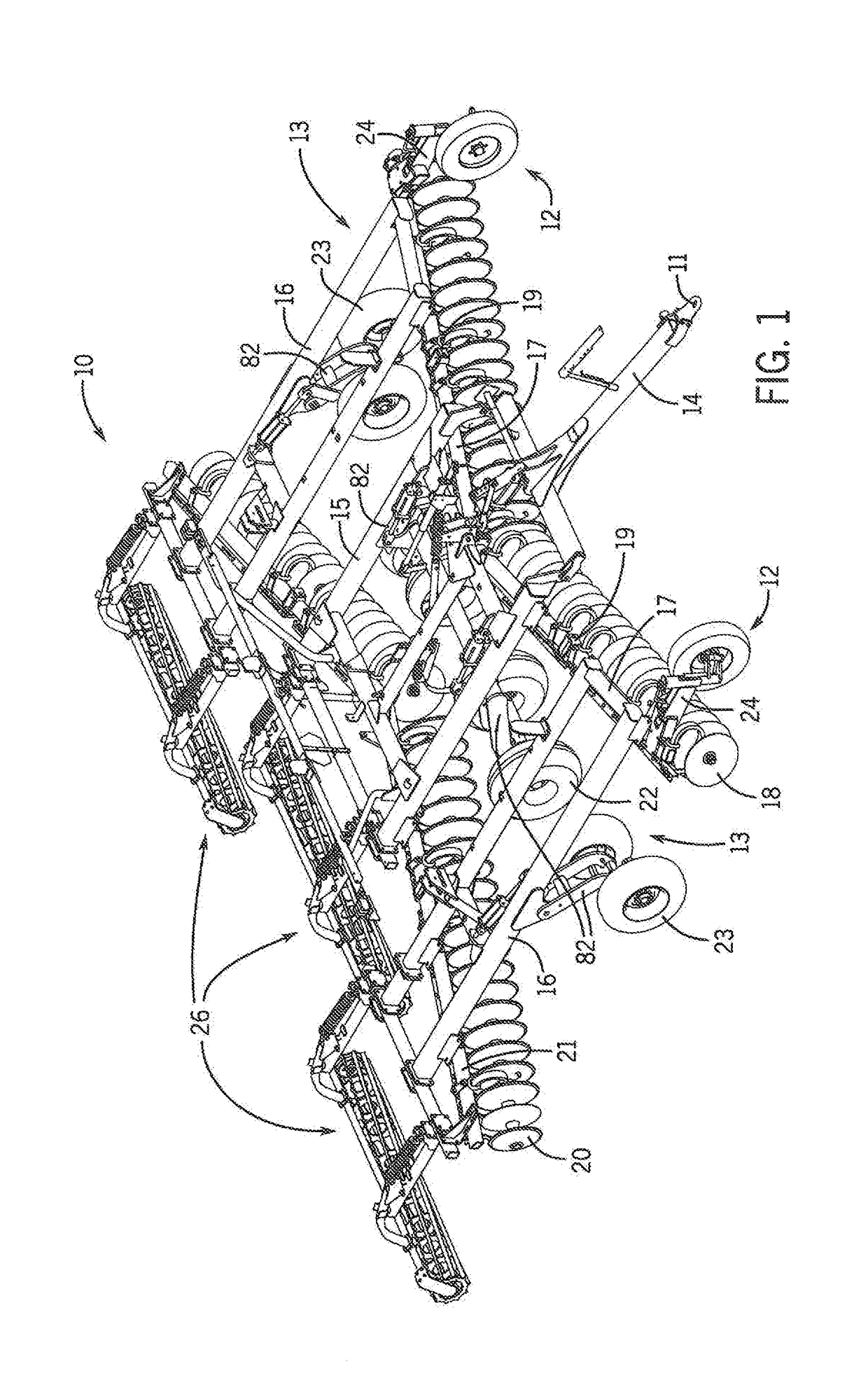 Remote hydraulic positioning of an implement stabilizer wheel