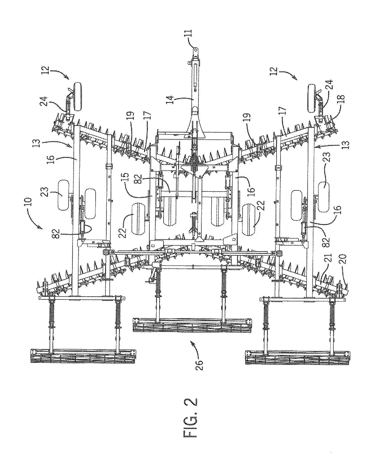 Remote hydraulic positioning of an implement stabilizer wheel