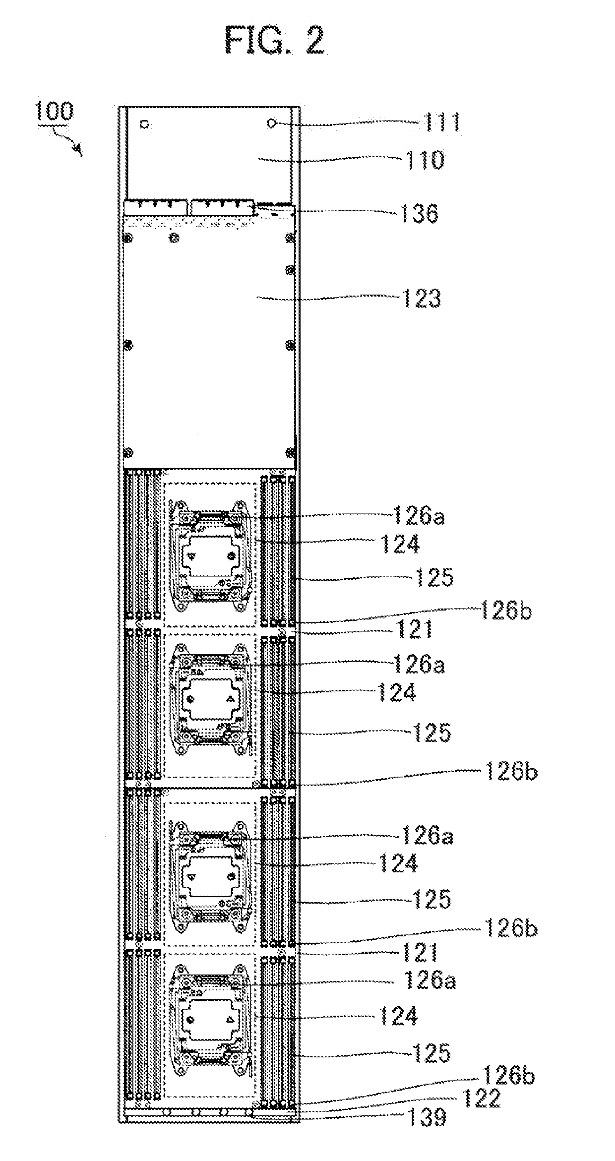 Electronic device for liquid immersion cooling and cooling system using same